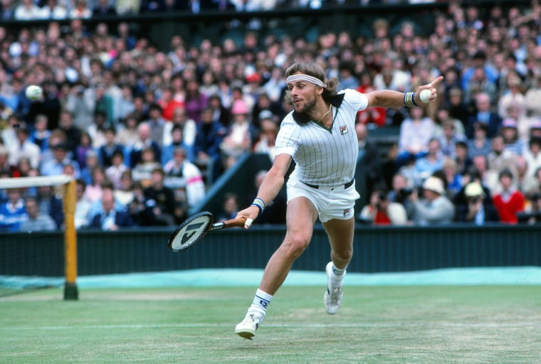 Björn Borg in action Wimbledon 1981