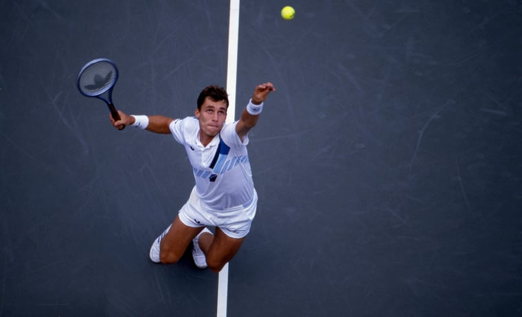 Ivan Lendl serves US Open 1985 tennis