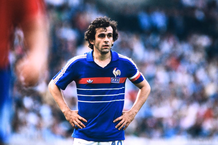 PLATINI Michel Kapitaen Mannschaft Frankreich EURO 1984 Trikot