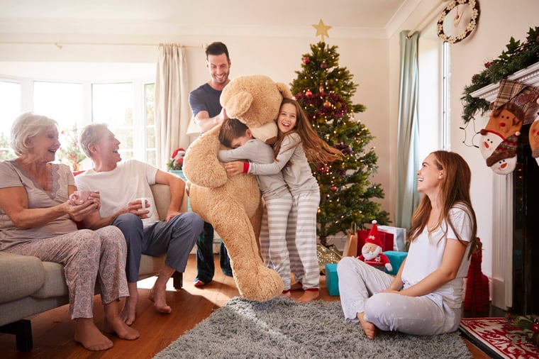 Family opening Christmas gifts image