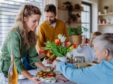 family in easter dinner image