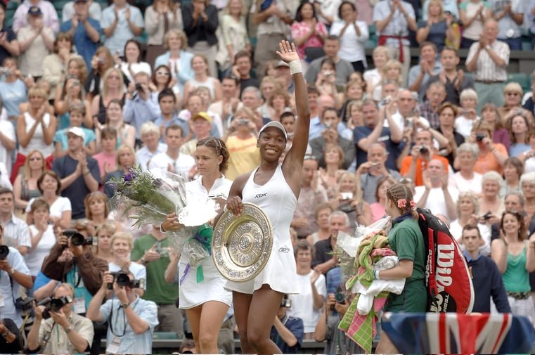 S tennis player Venus Williams defeats US player Lindsay Davenport