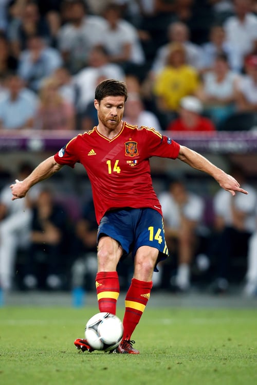 Photo of Xabi Alonso during a match between Spain and France.