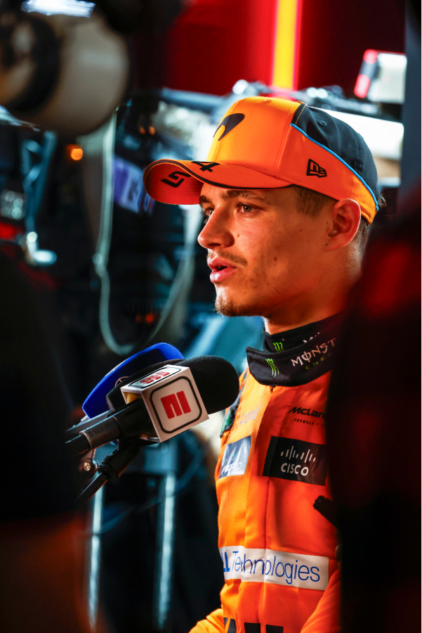 Lando Norris McLaren F1 Team is interviewed after the race