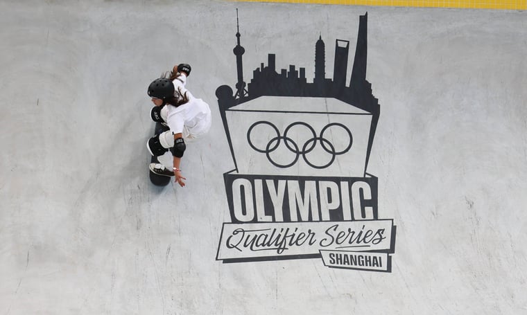 Gadea Moja of Spain competes during the women s park preliminaries of skateboarding at the Olympic Qualifier Series