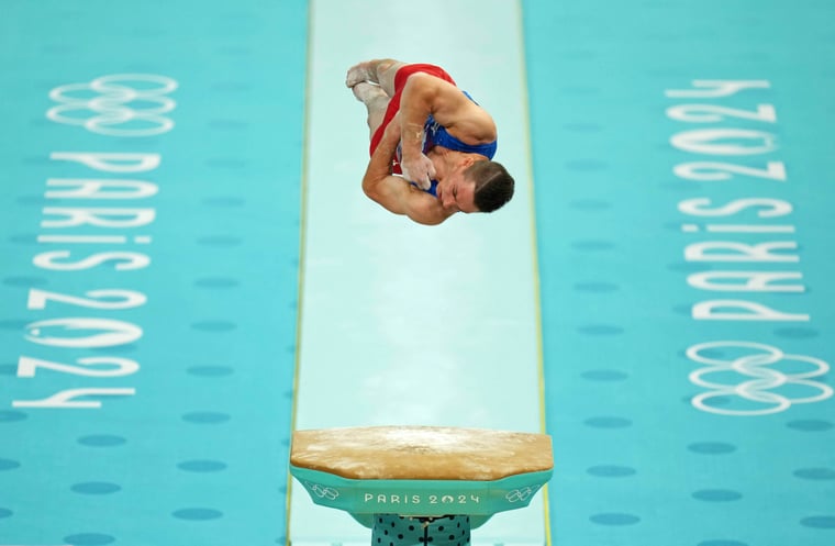 US gymnast Paul Juda vault Paris 2024