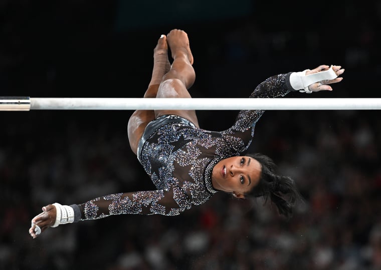 Simone Biles uneven bars 2024 Olympics