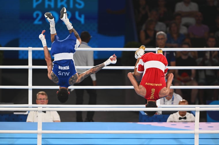 Senior Khalokov backflip men's semifinal boxing Paris 2024