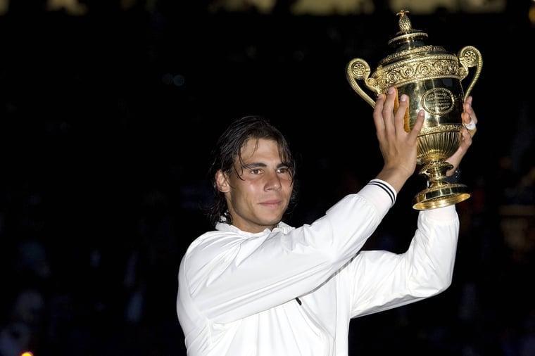 Rafael Nadal (Spain), winner of the 2008 All England Championships, presents the trophy Tennis Men's All England Championships 2008, Grand Slam, ATP Tour, Final