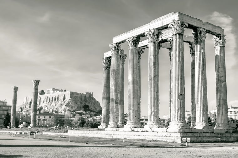 Olympic Zeus ruins black and white image